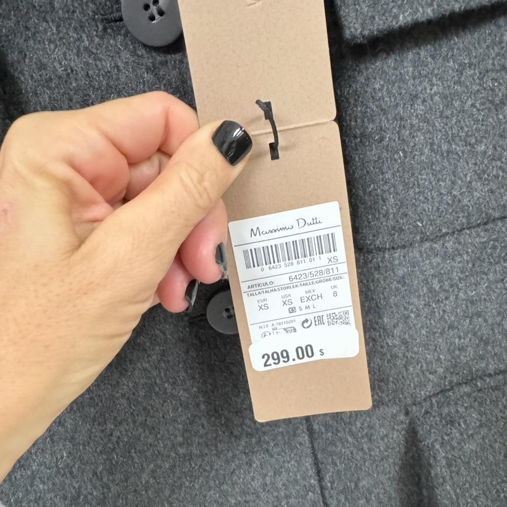 Massimo Duti Wool Pocket Coat in Charcoal- XS. - Picture 3 of 5